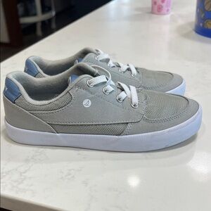 Sperry Gray Low-Top Canvas Sneakers with White Laces